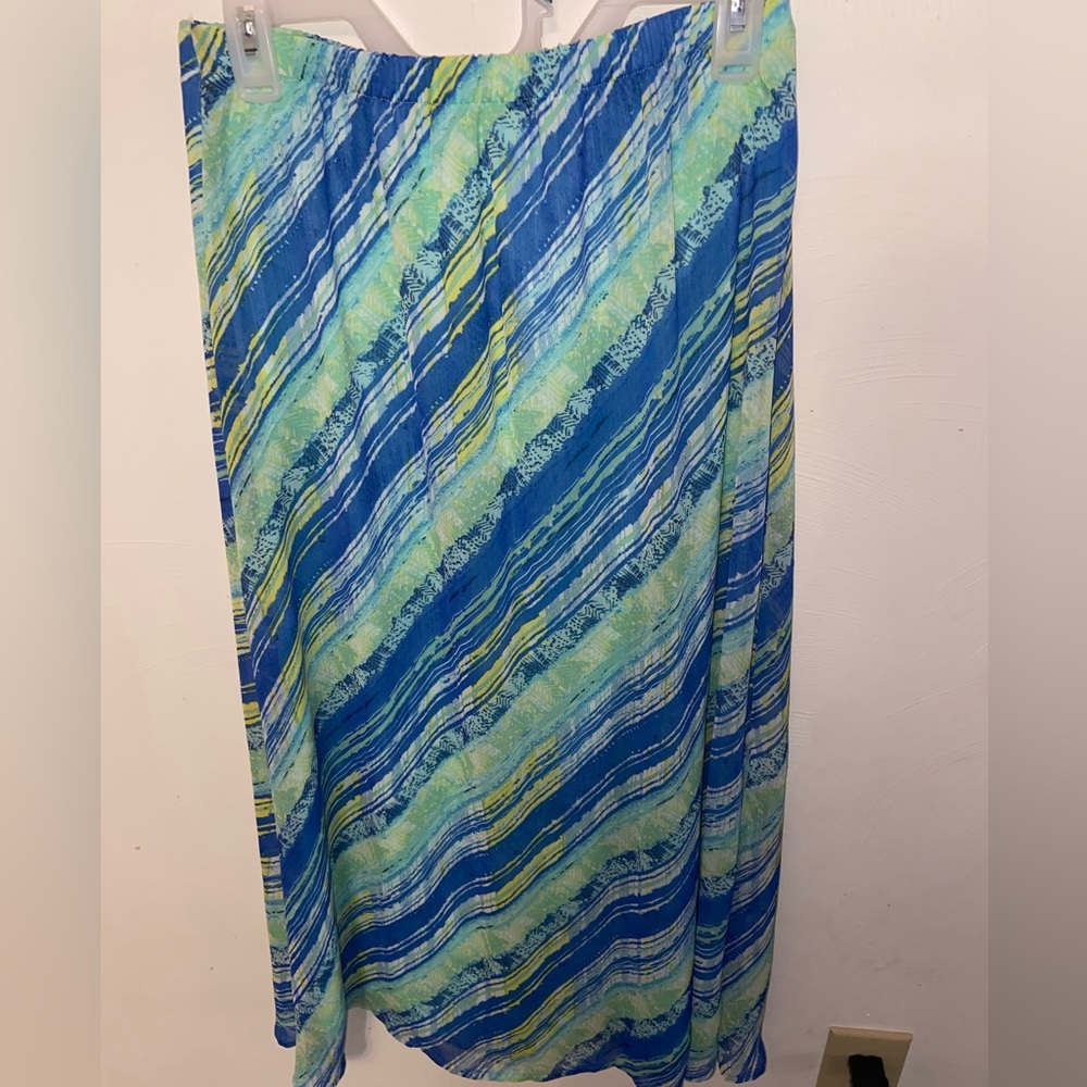 Kim Rogers Skirt Size Small Green/Blue Color Pattern